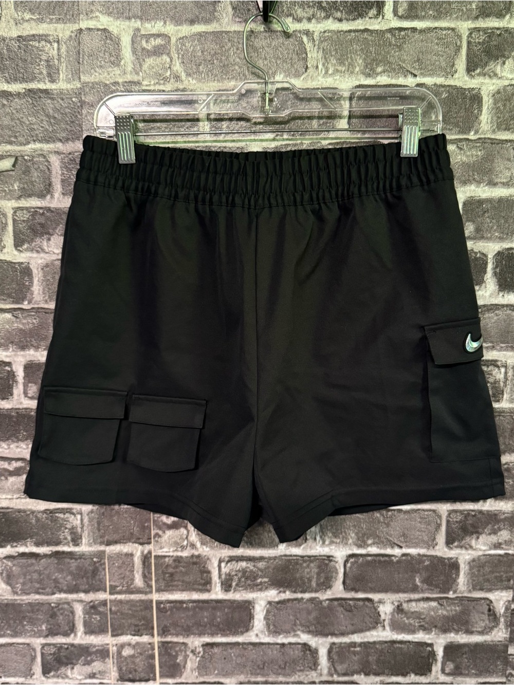 Nike swoosh cargo shorts black pockets